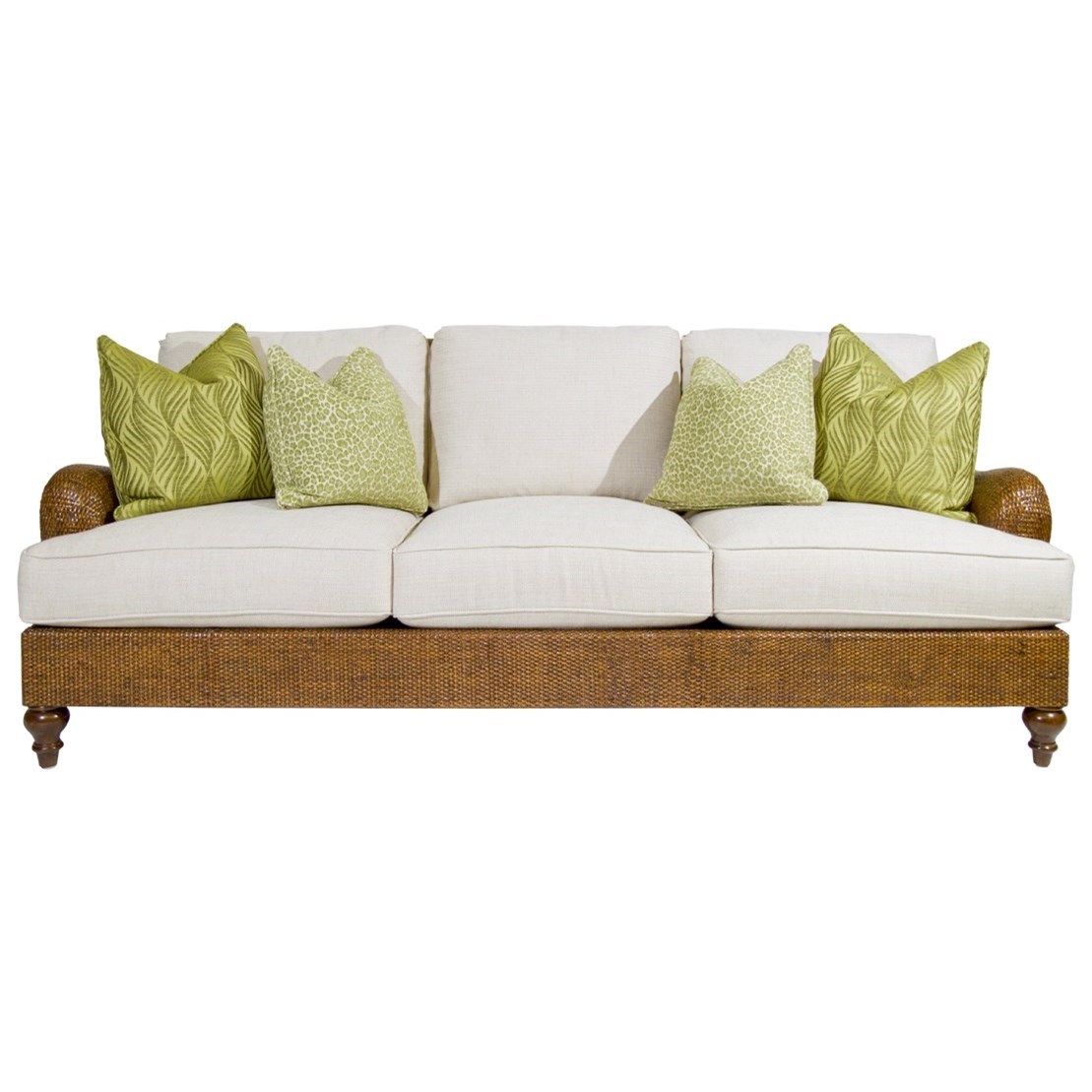 Tommy Bahama Home Bali Hai Harborside Sofa with Woven Dark Wicker Frame